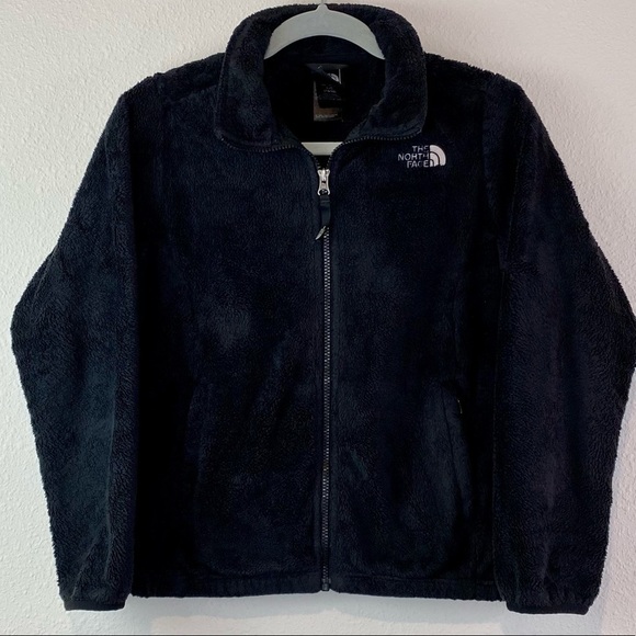The North Face Osolita Zip Up Fleece Jacket Black Large 14/16 Girls Pockets Soft - Picture 2 of 13